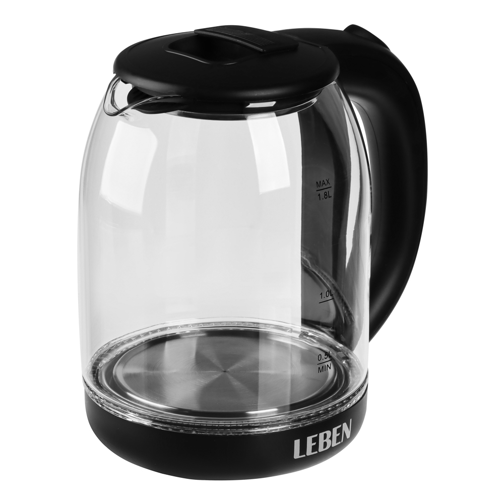 Чайник электрический, 1,8 л, 1500 Вт, стекло, черный (с индикатором включения) - #7