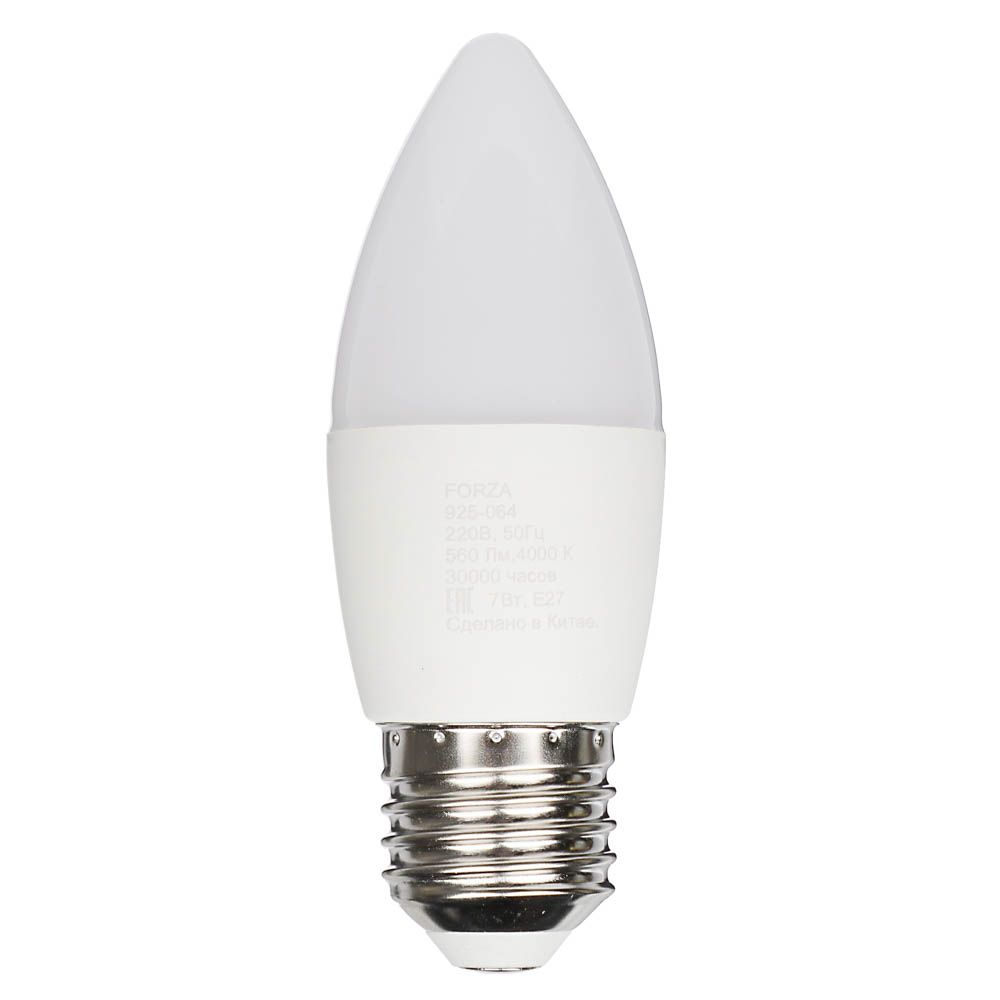 Лампа светодиодная FORZA С37, 7W, E27, 560lm, 4000К - #1