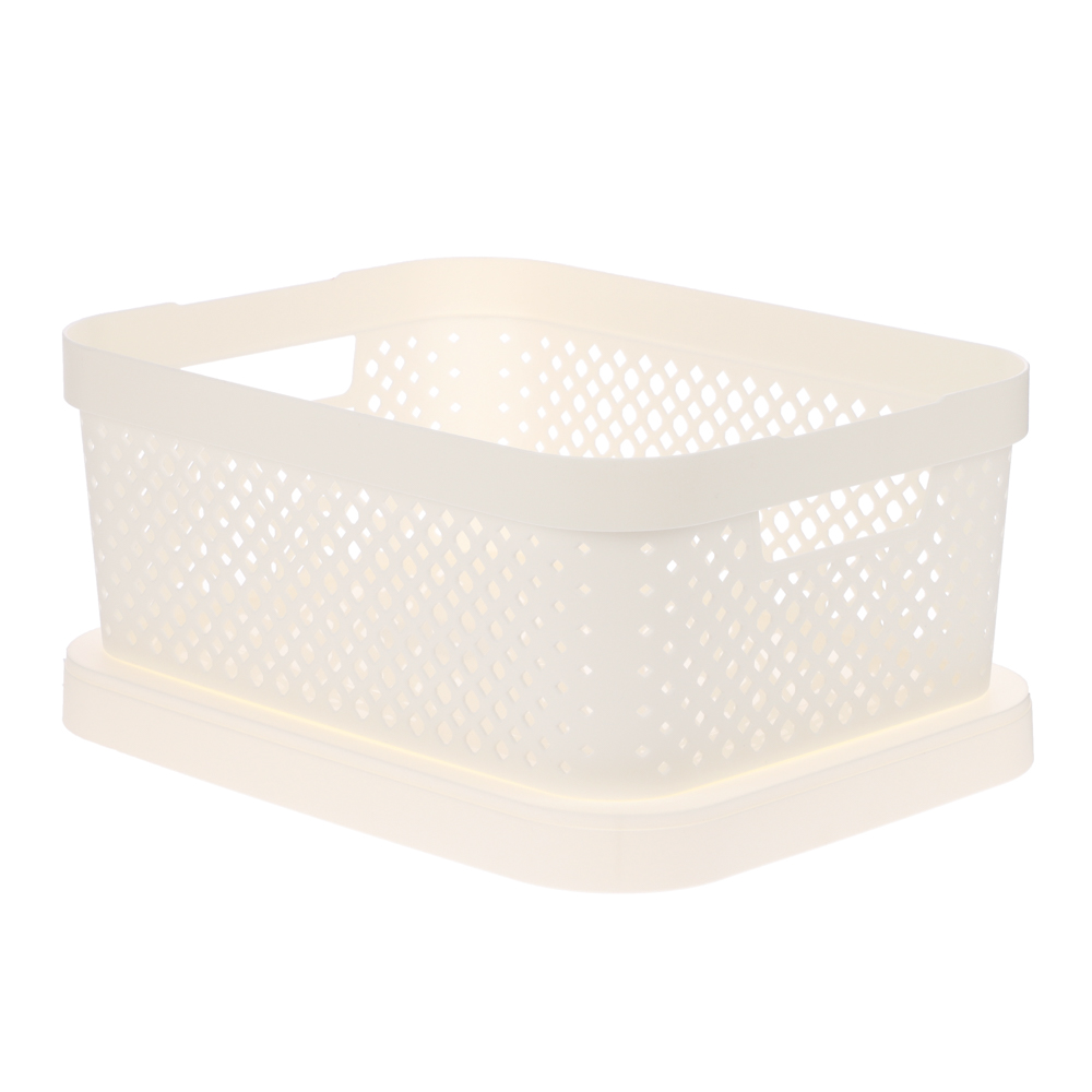 Корзинка для хранения с крышкой Plast Team STOCKHOLM, 10 л молочный туман - #5