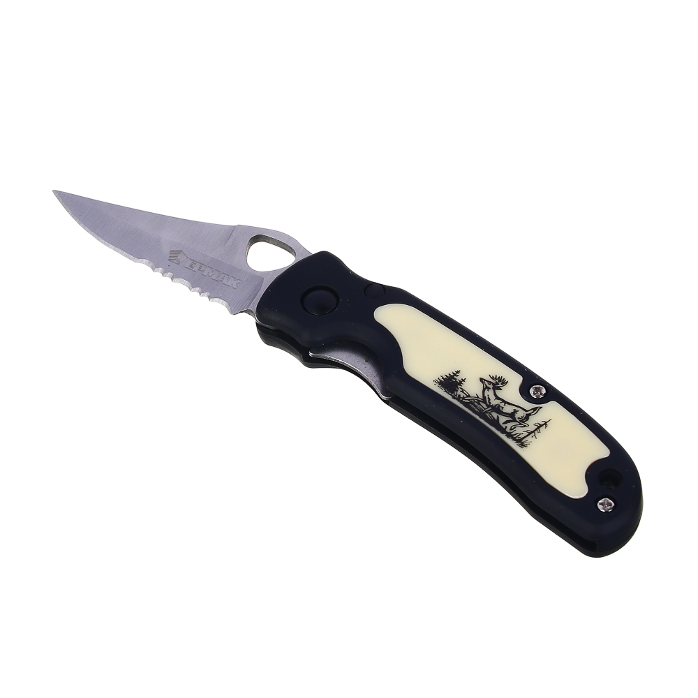 ЕРМАК Нож туристический складной, 15,5см, нерж. сталь, пластик - #1