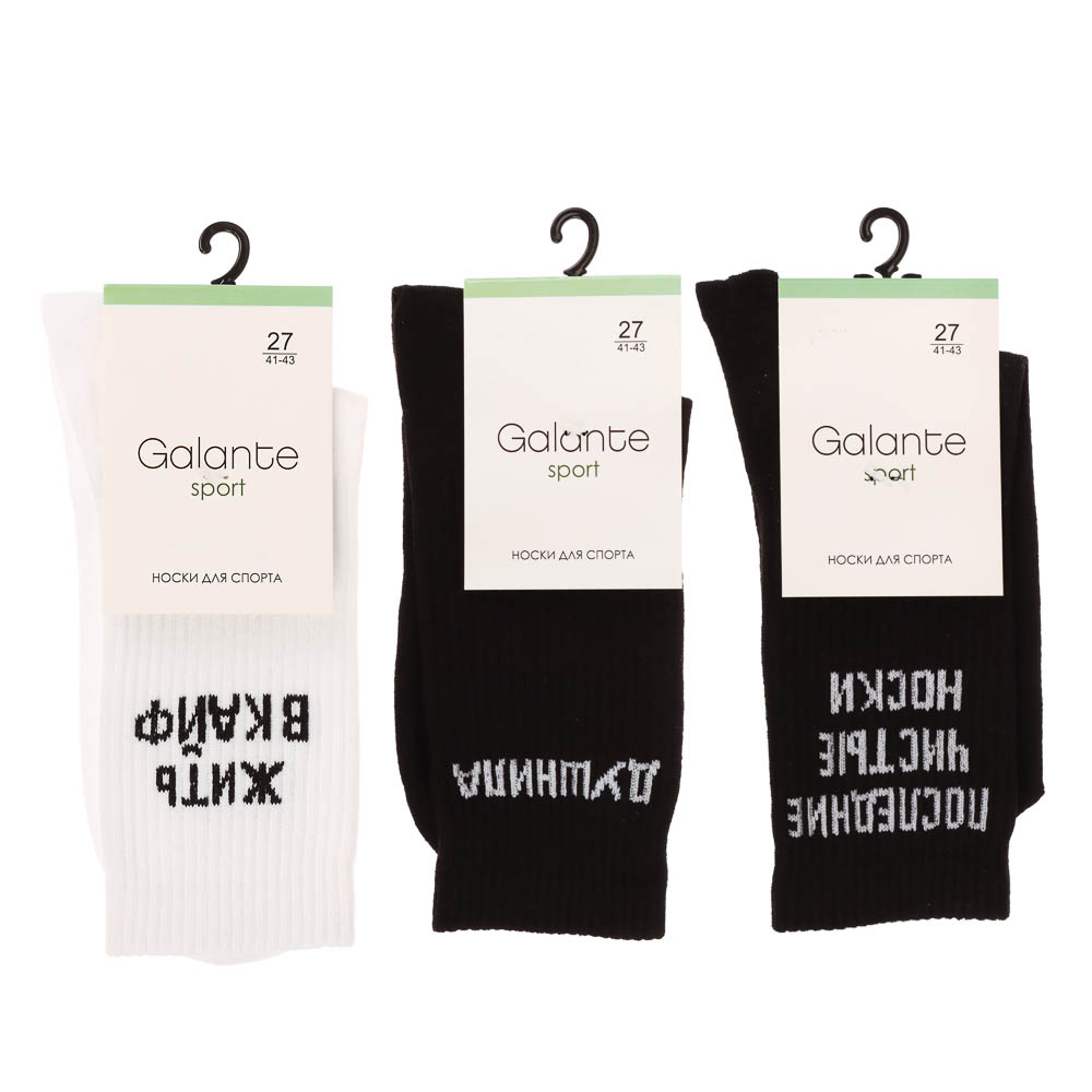 Носки с надписями, GALANTE, р. 27-29, 80% хлопок, 17% полиамид, 3% эластан, цвета в ас-те - #6