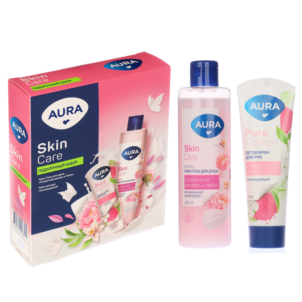 Подарочный набор женский AURA Skin Care, крем-гель для душа, 250 мл + детокс-крем для рук, 75 мл - #2
