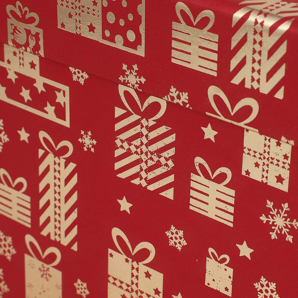 Набор подарочных коробок 2 в 1 (15x11,5x7,9 см, 17,7x13,4x10,4 см) с золотым фольг.слоем, красный - #6