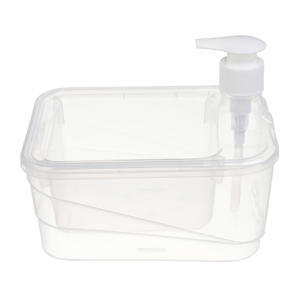 Дозатор для моющего средства, тм VETTA, отсек для губки, губка в компл., 500 мл, 17х13х14см, пластик - #5