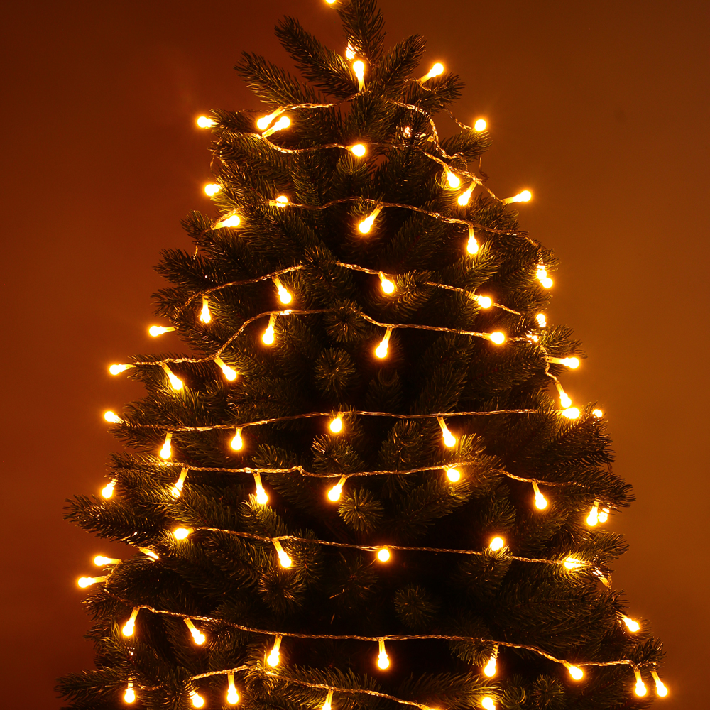 СНОУ БУМ Гирлянда эл. вьюн 10м, 100LED, шампань, 8 режимов, ПВХ прозрачный, 220В - #11