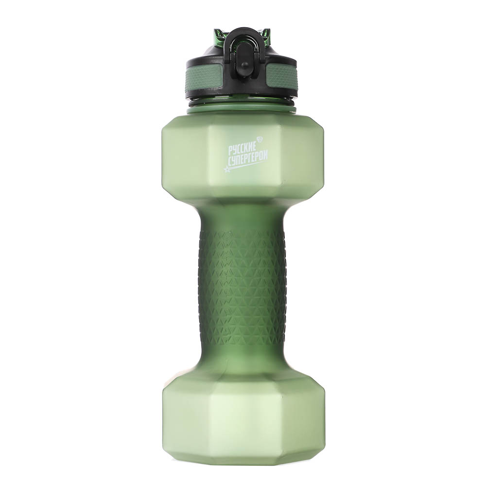 Бутылка спортивная в форме гантели, тм BY Русские Супергерои, 1000мл, 27х10см, пластик PETG, 3 цвета - #12