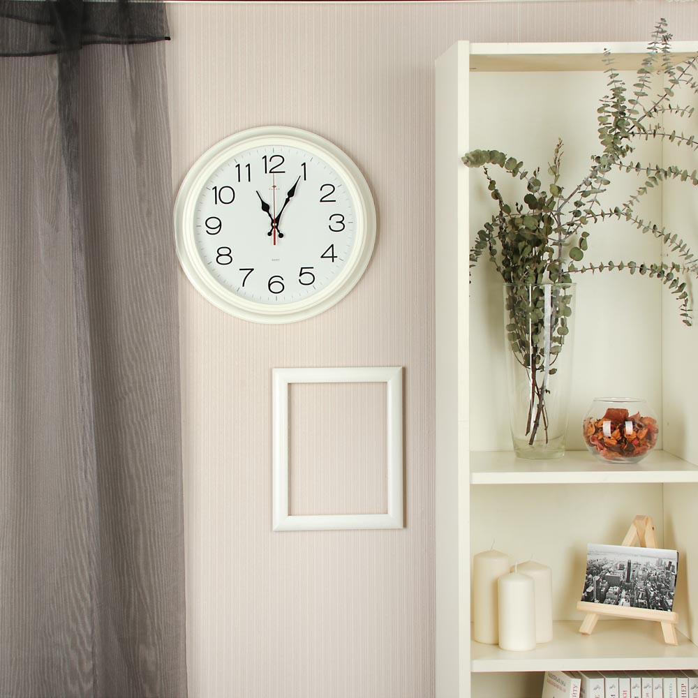 Часы настенные круг 35см, пластик, 3 цвета - #5