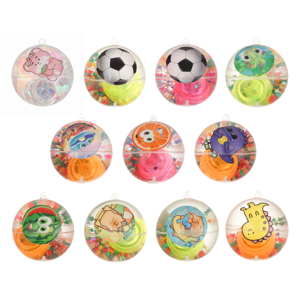 Игрушка мяч с блестками, каучук, PP, вода, d6,5см, 3хLR1130, 6 дизайнов - #2