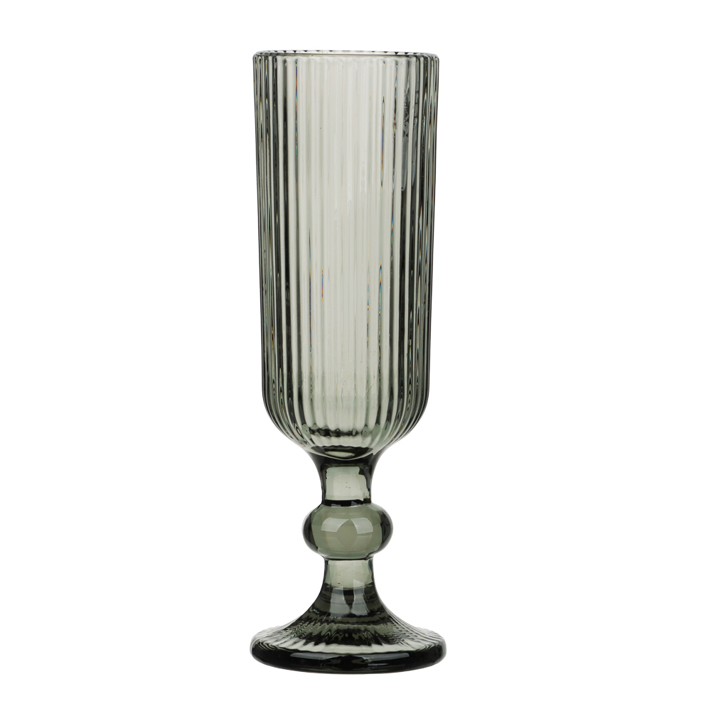 MILLIMI Бокал для шампанского Грея, 150мл, стекло, серый, рифленый - #1