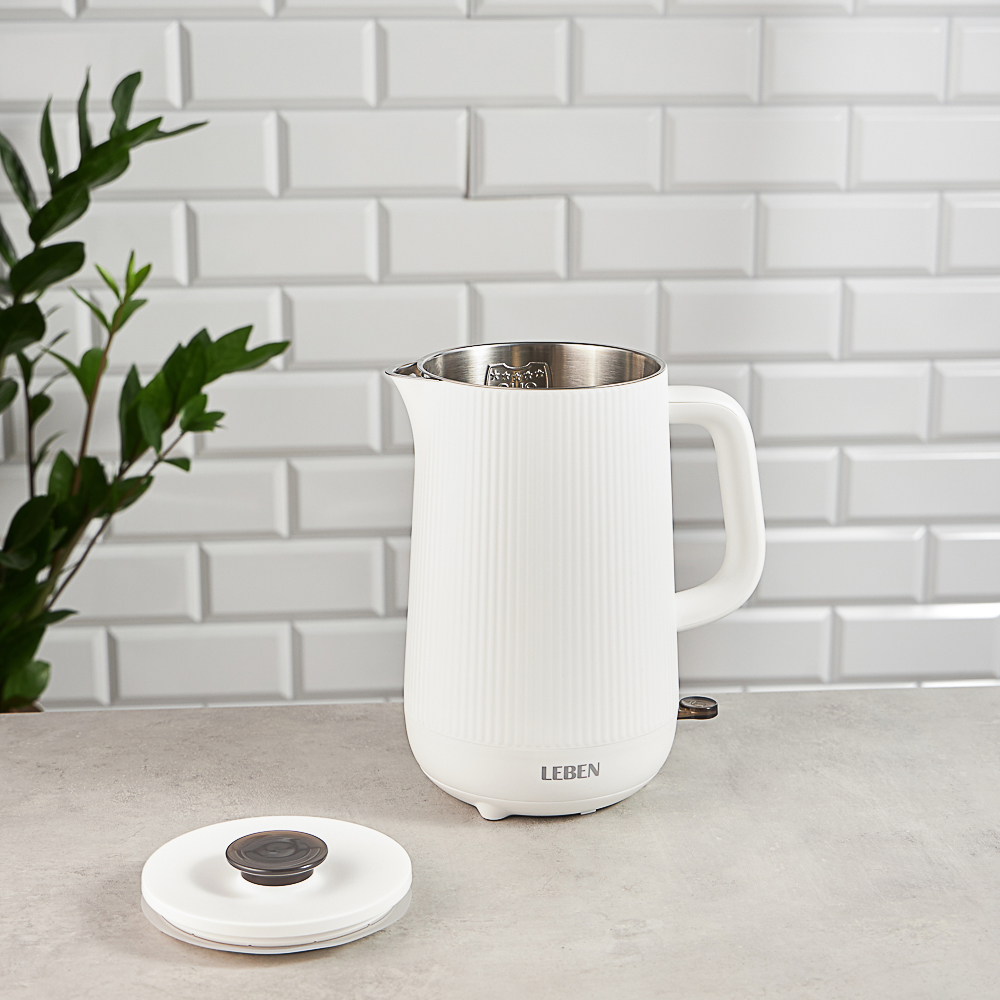 LEBEN Чайник электрический, 1, 6 л, 1800Вт, металл, пластик, бесшовная колба, дв.стенки, 220-240В - #15