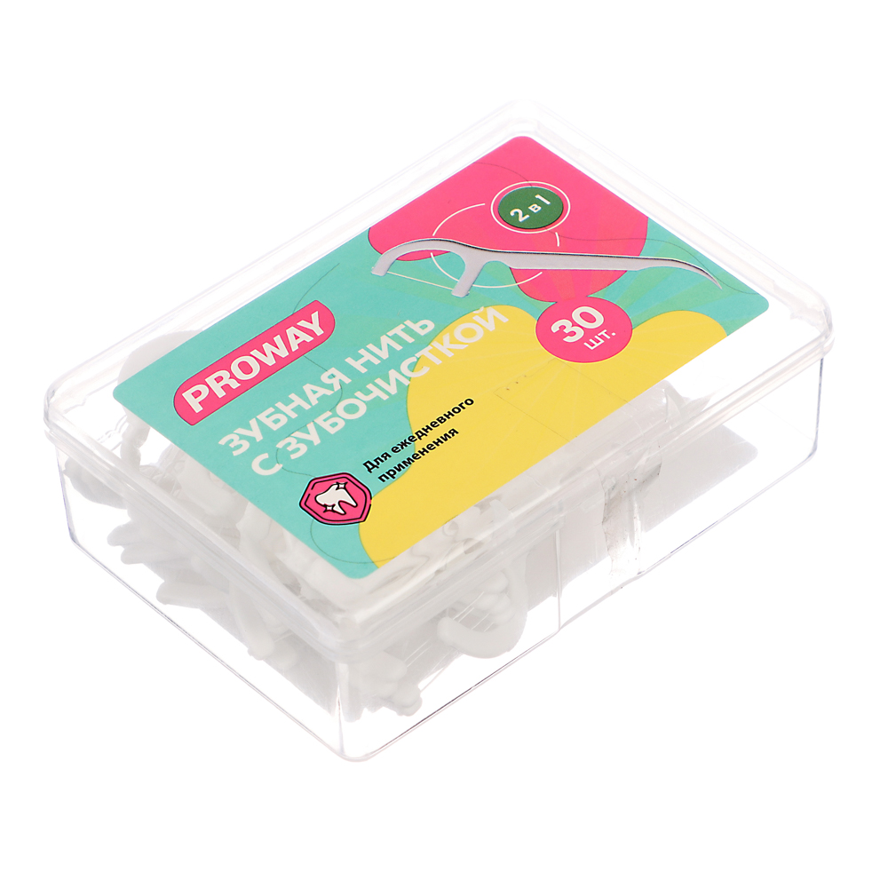 PROWAY Зубочистки пластиковые с зубной нитью, 30 шт. - #1