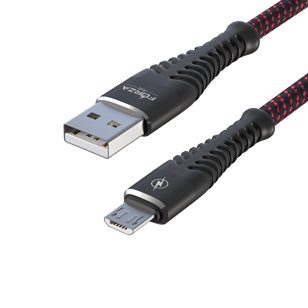 FORZA Кабель для зарядки Венеция Micro USB, 1м, 2А, тканевая оплётка, 3 цвета, пакет - #12