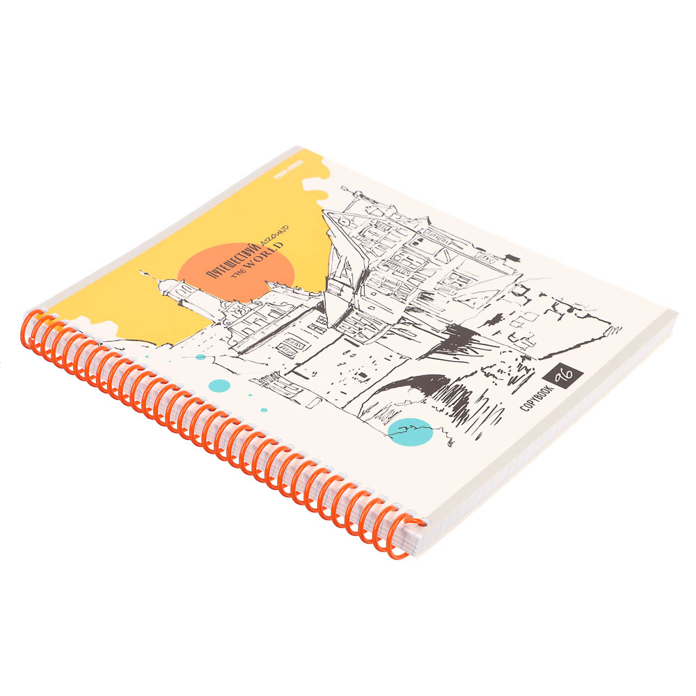 Тетрадь общая, 96 листов, в клетку, БЕЛЫЕ ЛИСТЫ, обл.мел. картон, спираль, микс - #17