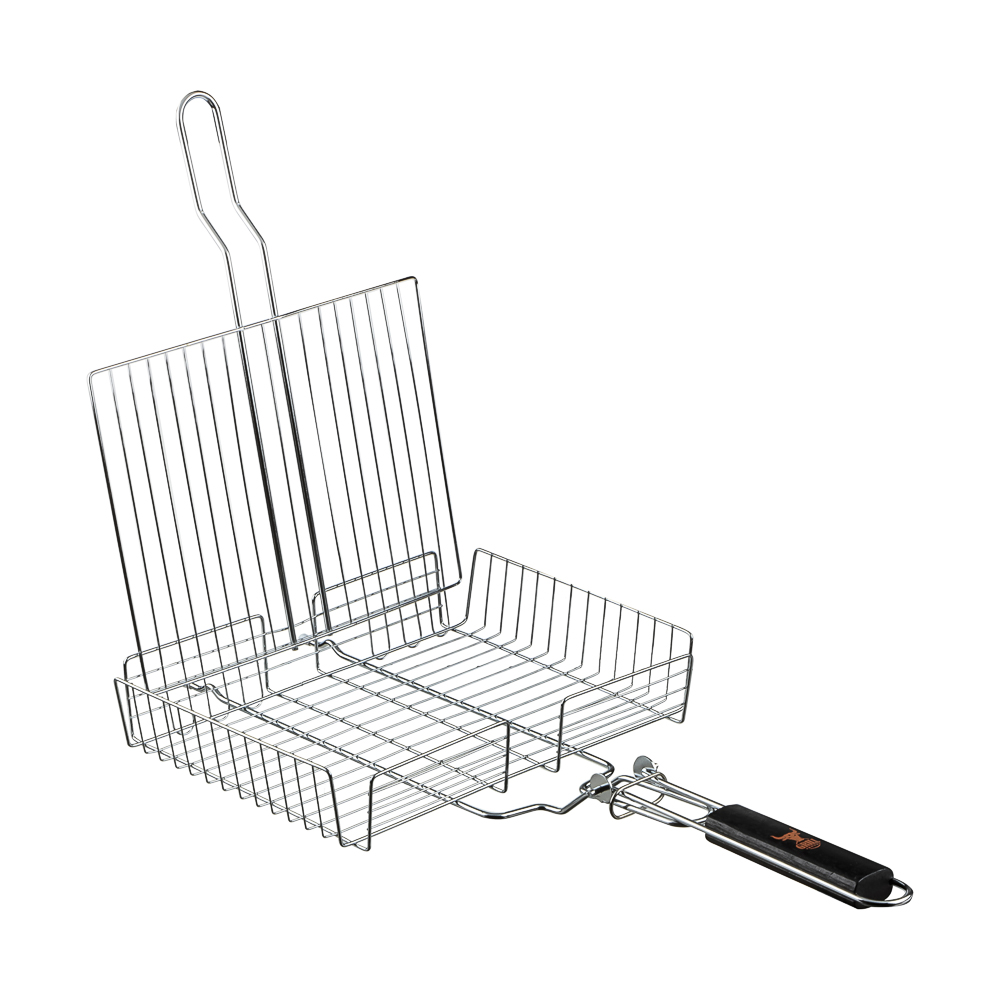 GRILLBOOM Решётка гриль хром со съёмной ручкой 57x30x24 глубина 5см, хромированная сталь - #5
