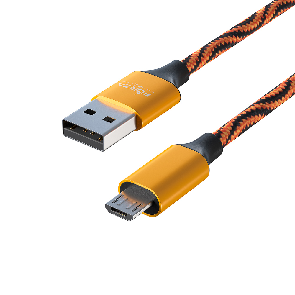 FORZA Кабель для зарядки Серпантин Micro USB, 1м, 1.5А, тканевая оплётка, 4 цвета, пакет - #7