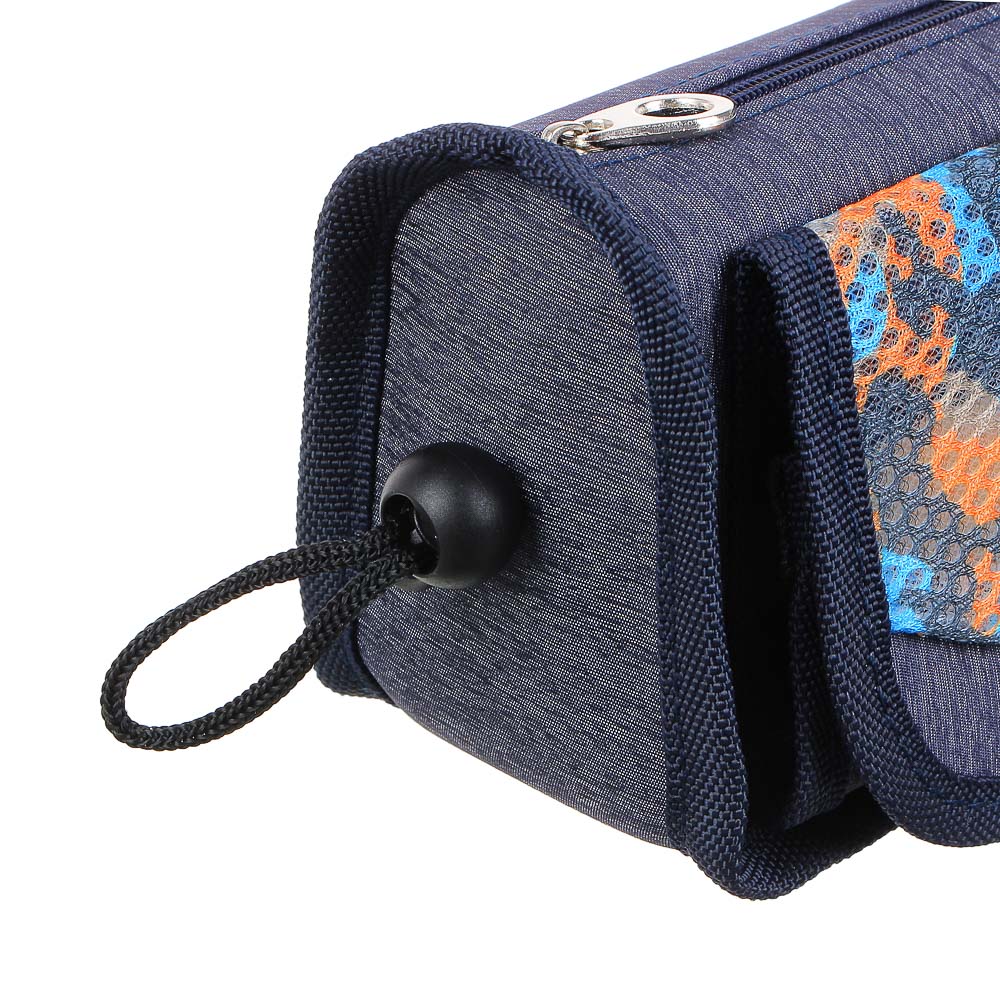 Пенал прямоугольный 20х9х5,5см, 1 отд., 1 карман, п/э под ткань, нашивка, ручка с фиксатором, 3цвета - #7