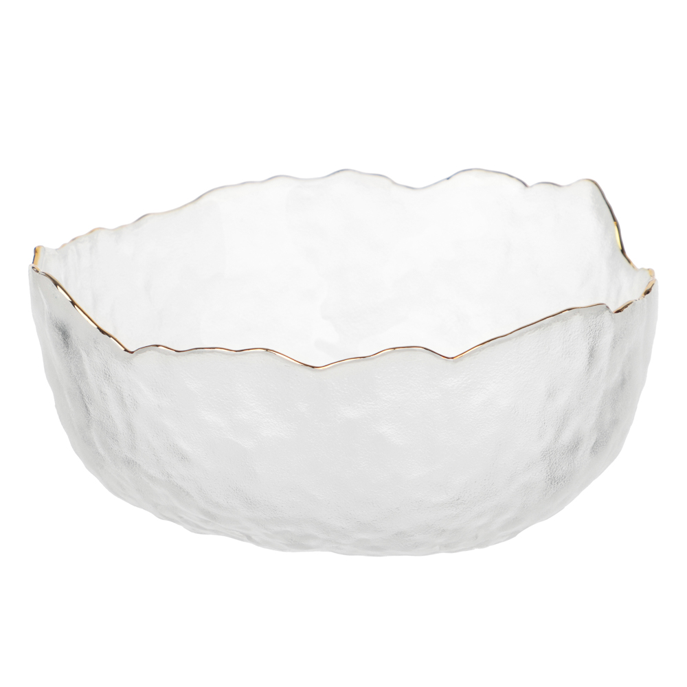 MILLIMI Салатник 13.5x13.5x6см, стекло, прозрачный с золотой каймой - #1