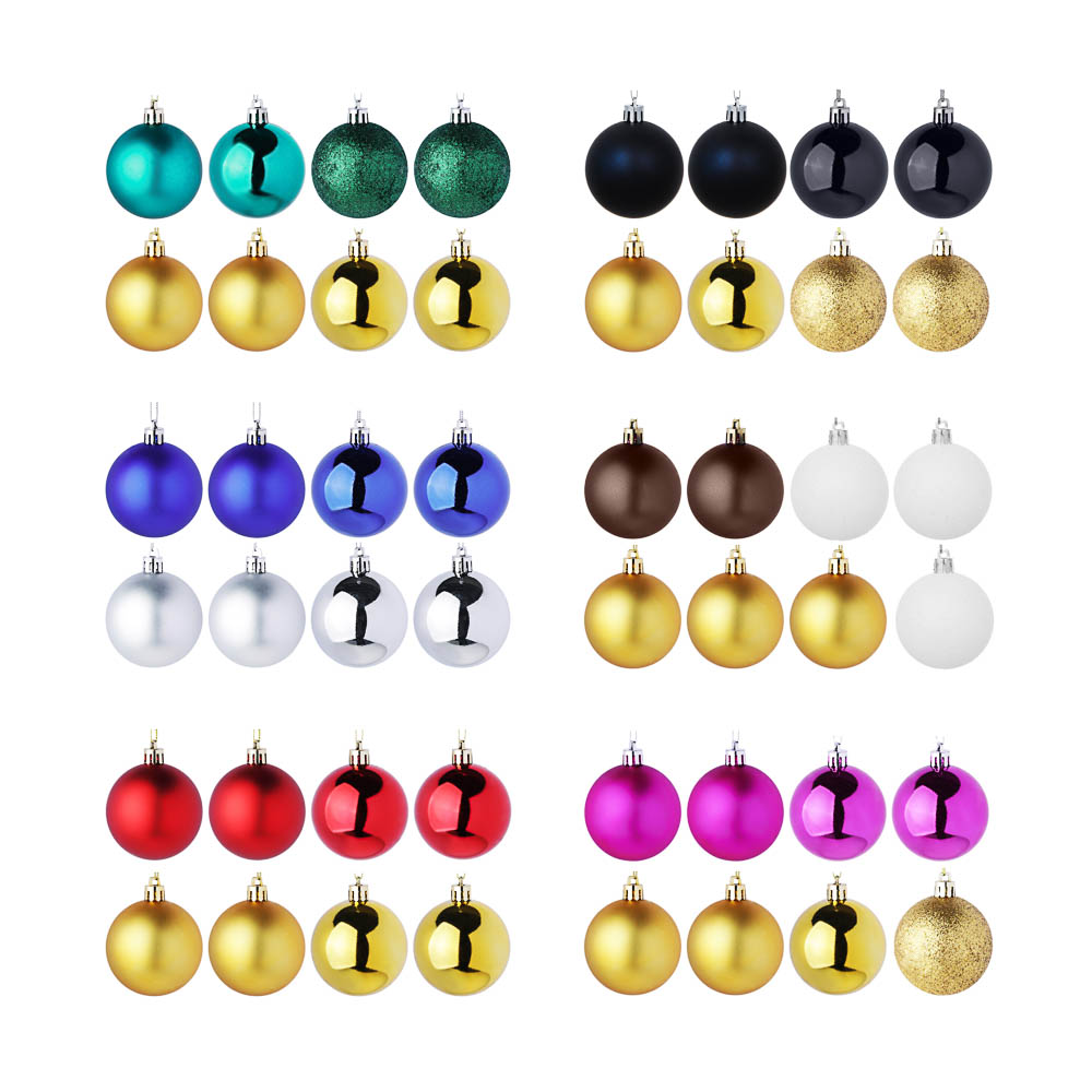Елочные шары набор 8 шт СНОУ БУМ, 8см, пластик, в тубе, ассортимент цветов - #4