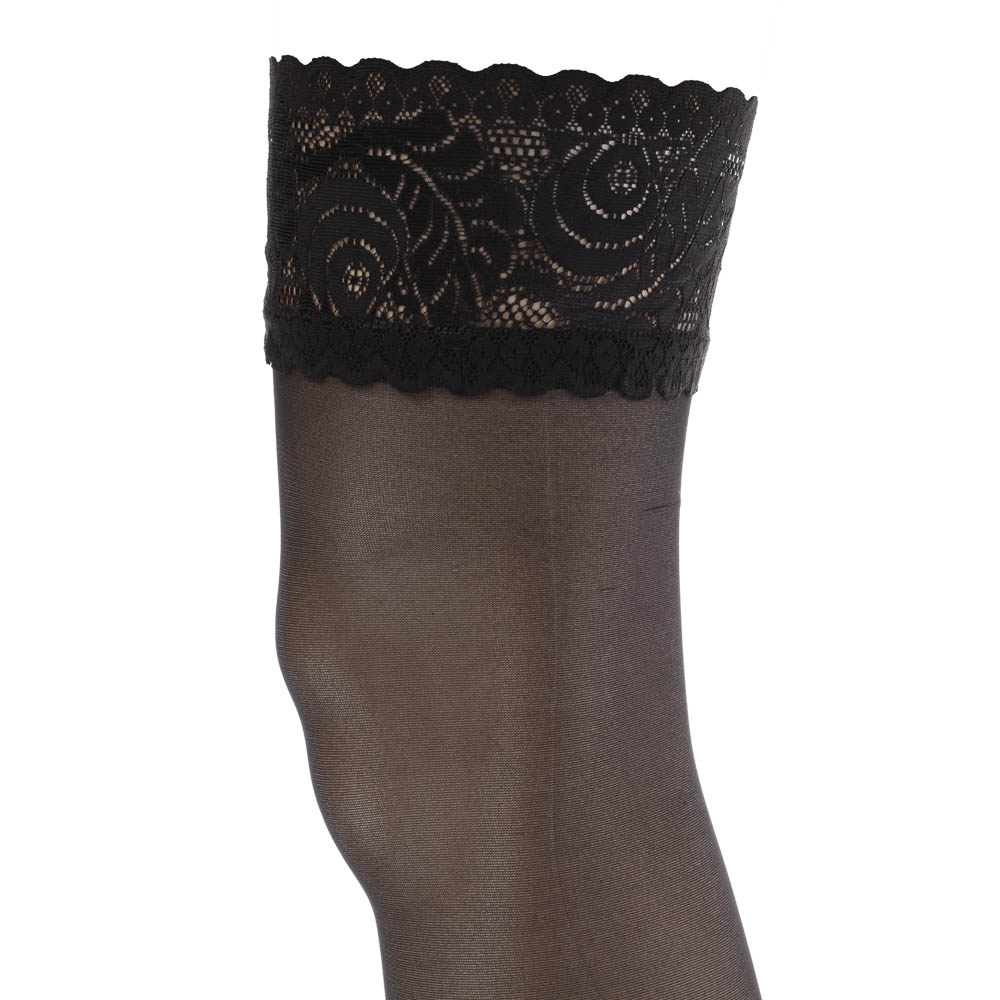 GALANTE Afoso Чулки с ажурной резинкой 20 DEN, 85% полиамид, 15% эластан, размер 1/2, цвет черный - #2