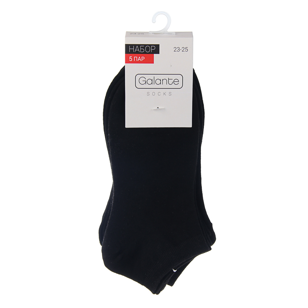 GALANTE Набор носков 5 пар, укороченные, р. 23-25, 85% хлопок, 10% полиамид, 5% спандекс, черный - #2
