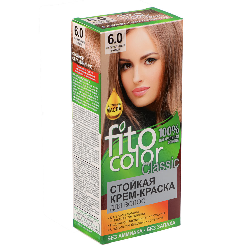 Краска для волос FITO COLOR Classic, 115 мл, тон 6.0 натурально русый - #1
