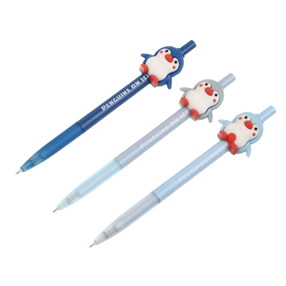 Ручка автоматическая гелевая синяя 0,5мм, "Пингвин", 3 вида, шоу-бокс - #1