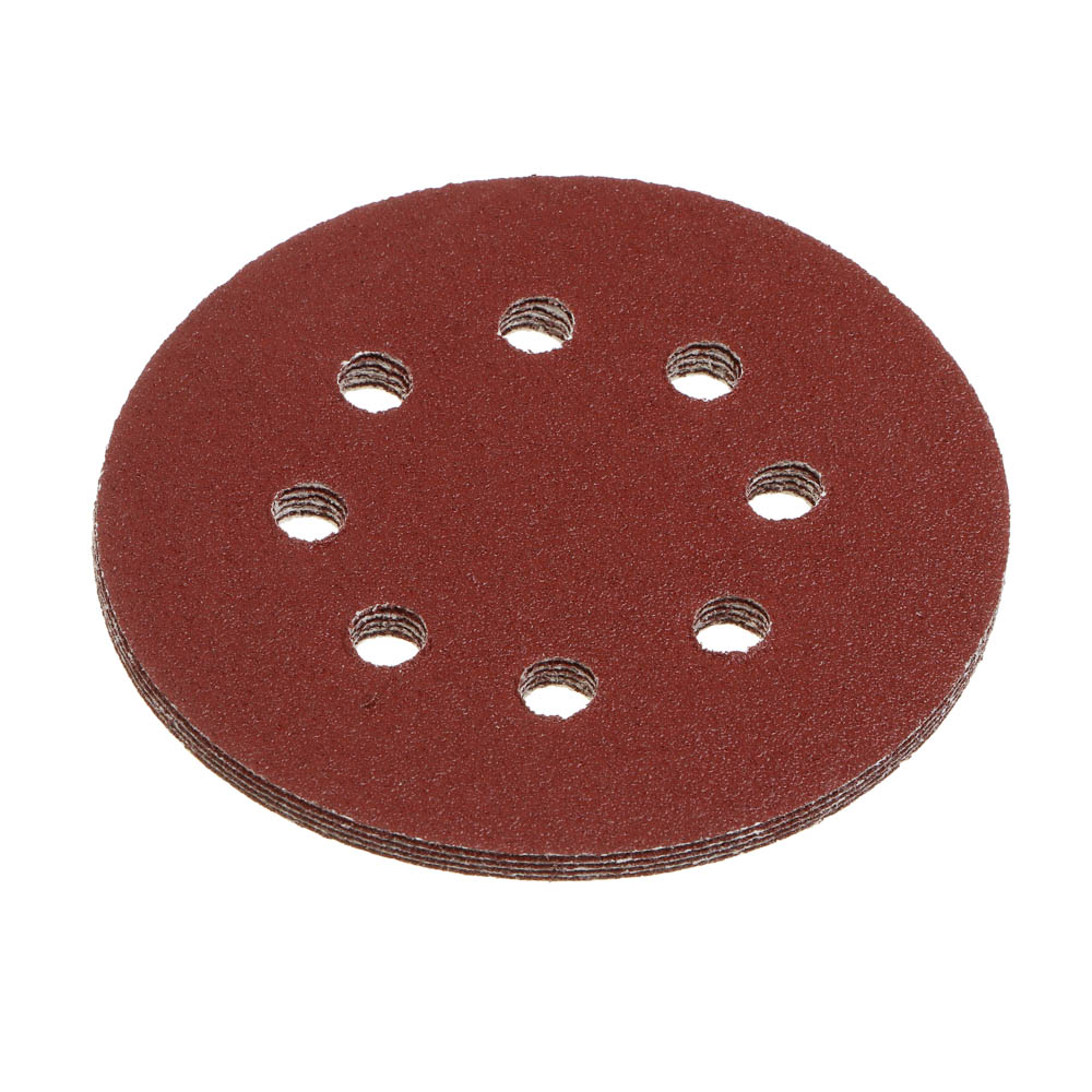 ЕРМАК Круг шлифовальный из абразивной бумаги на велкро основе, 8 отверстий, P60, 125 мм, 5шт. - #1