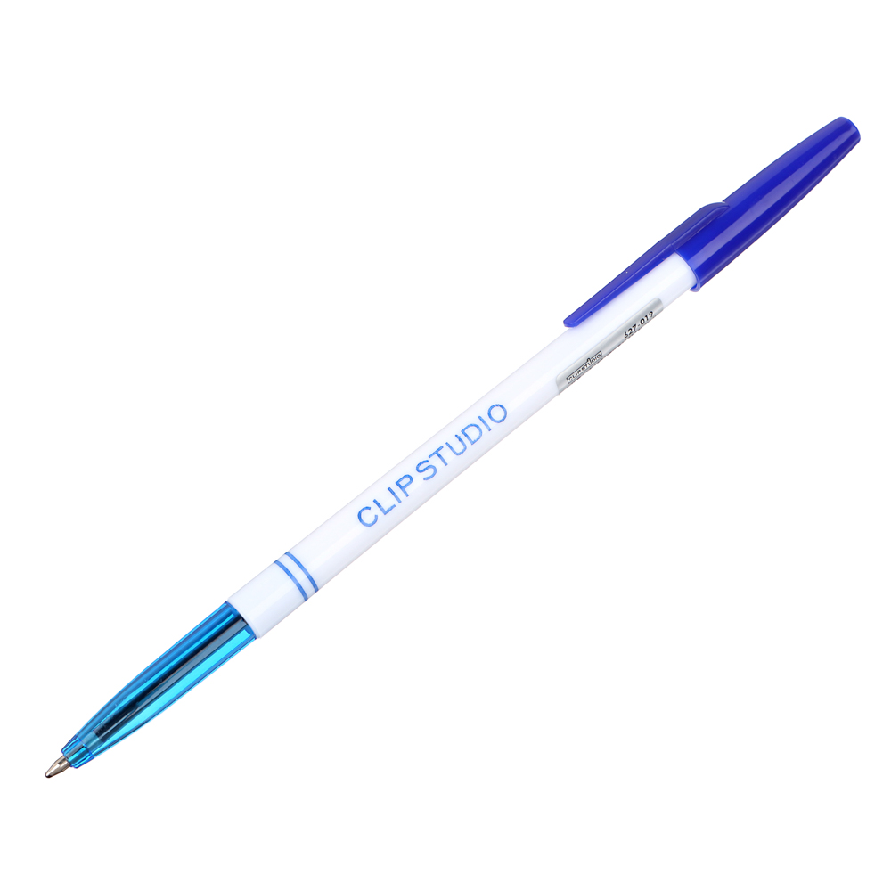 Ручка шариковая ClipStudio 0,7 мм, синяя, белый корпус - #2