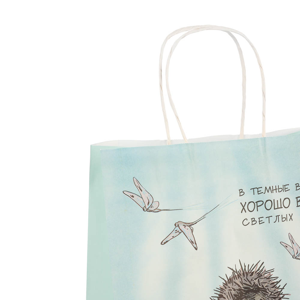 Пакет подарочный с кручеными ручками 24х14х30см, "Ёжик в тумане", в ассортименте - #4