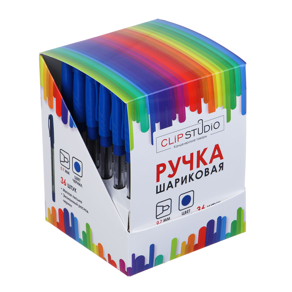 Ручка шариковая ClipStudio синяя, наконечник 0,7 мм, резиновый держатель - #5