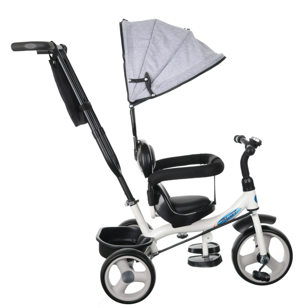Велосипед детский трехколесный 10"/8" с ручным управлением, светло-серый - #2
