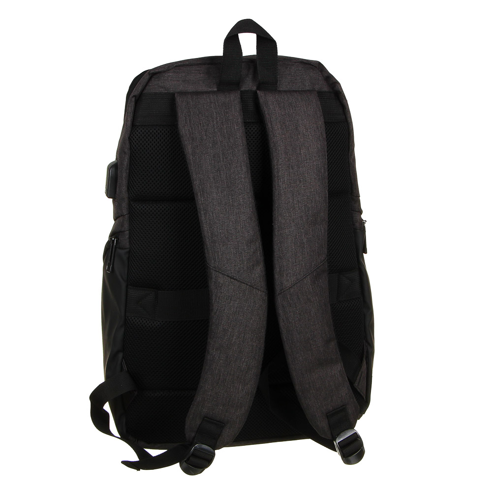 Рюкзак универсальный 48x33x15см, 1 отд, 2 карм., отделка прорезин.матер., вых.USB/наушн., ПЭ, черный - #3