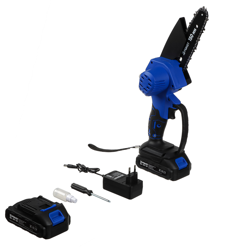 РОКОТ Электропила аккумуляторная, 2АКБ, шина 150мм, 2.0 А*ч Li-ion, пластик.кейс - #1