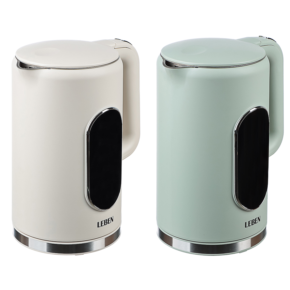 LEBEN Чайник электрический 1,7л двойные стенки пластик/нерж сталь, поддерж.температуры, оливк.и беж. - #1