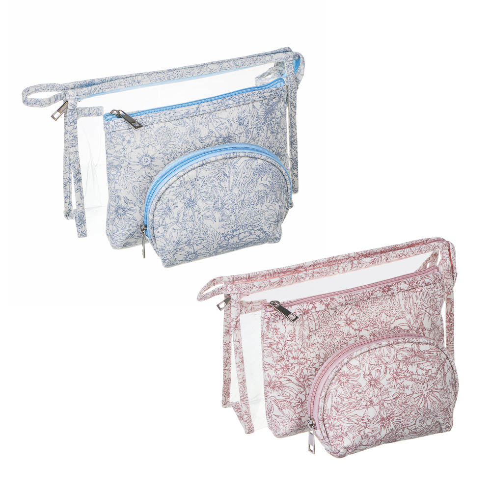 ЮL Косметички в наборе 3 шт Флора, ПВХ, ПЭ, 25х16х8см/20х14х3см/15х10х6см, 2 цвета - #1