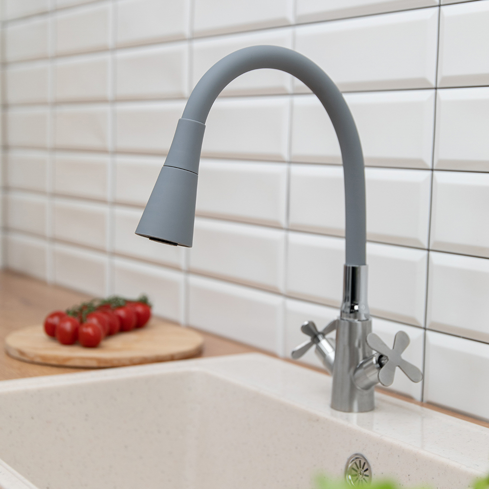 Излив смесителя для кухни, силиконовый, 2 режима, серый - #5