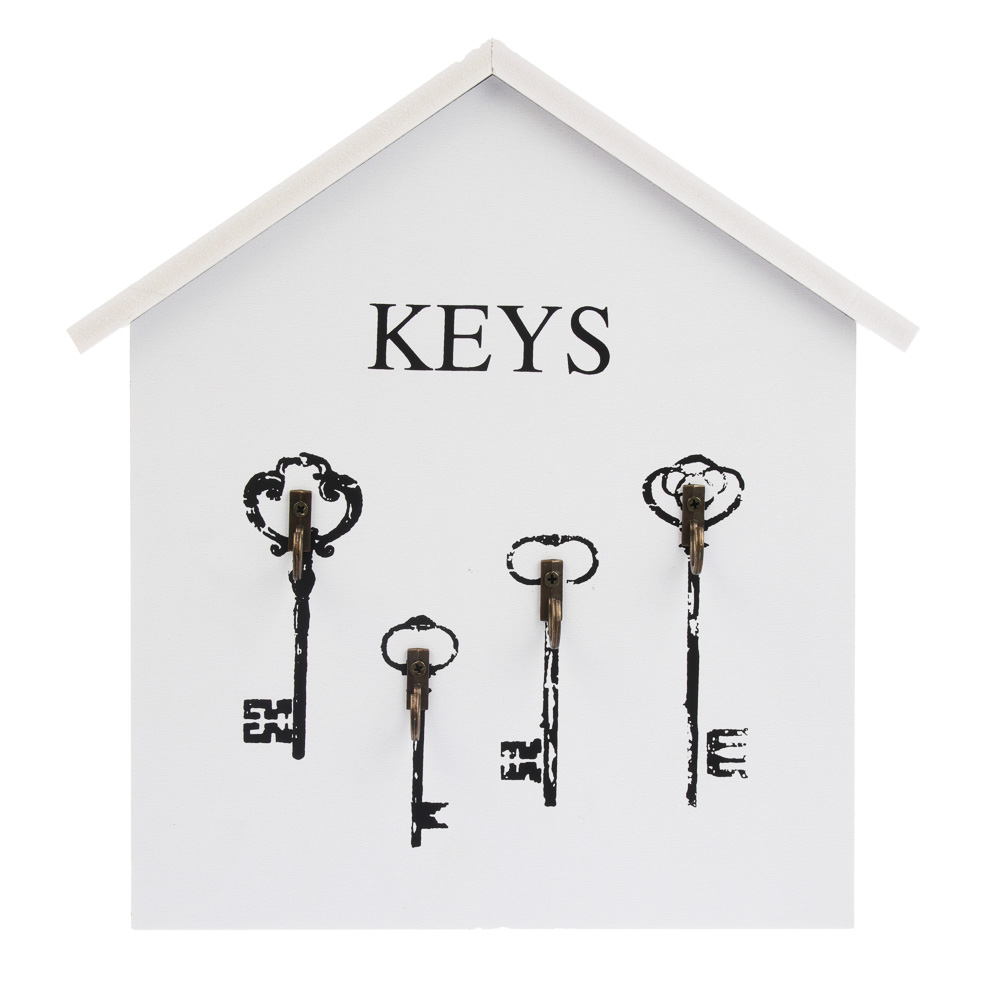 Ключница открытого типа KEYS на 4 крючка, 27х27х3 см, МДФ, металл - #1