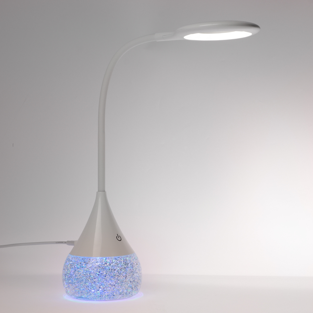 BY Светильник переносной настольный Глиттер,16LED,5Вт,300Лм,RGB,USB-C 5В,каб.1м, дим., пластик,белый - #13