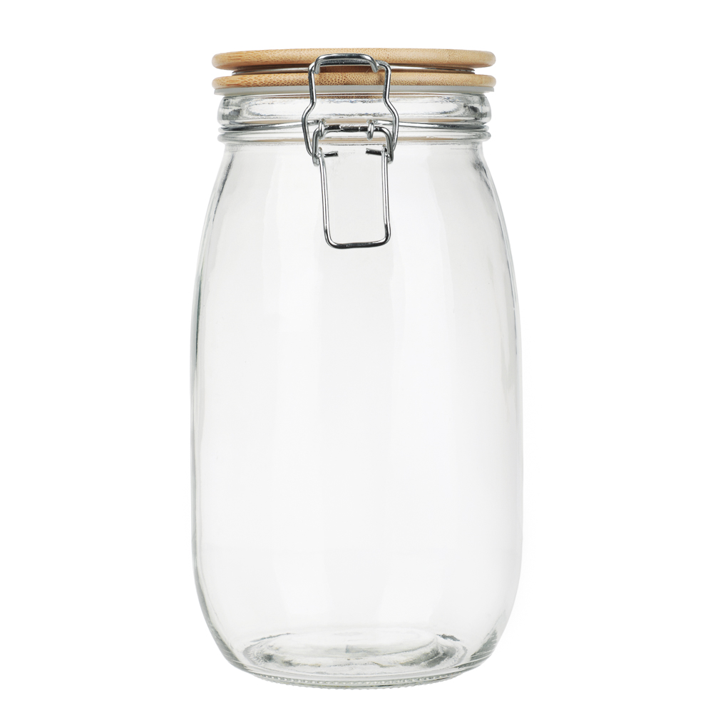 Банка для сыпучих продуктов 1500мл 12x22см, стекло, крышка бамбук - #2