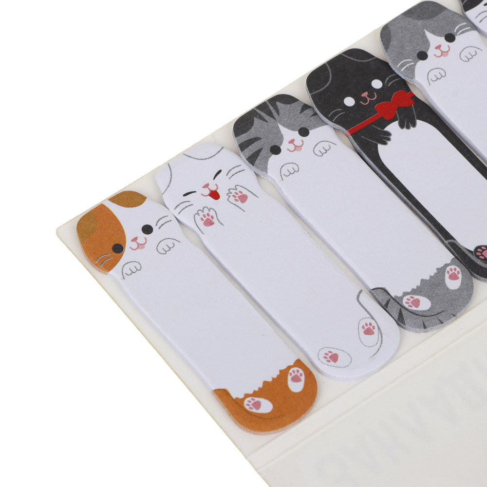 Закладки с клеевым краем фигурные, с цв.печатью "Котики", 4,9х1,5см, 8x10л., уп. 12,5х5см, бумага - #3