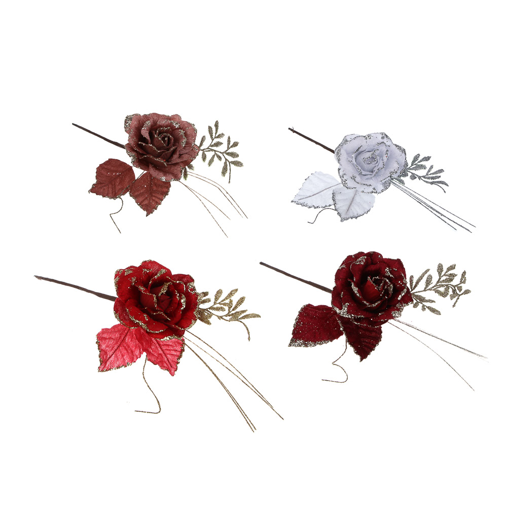 СНОУ БУМ Цветок 32 см, металл, полиэстер, ассортимент цветов, 4 цвета - #1