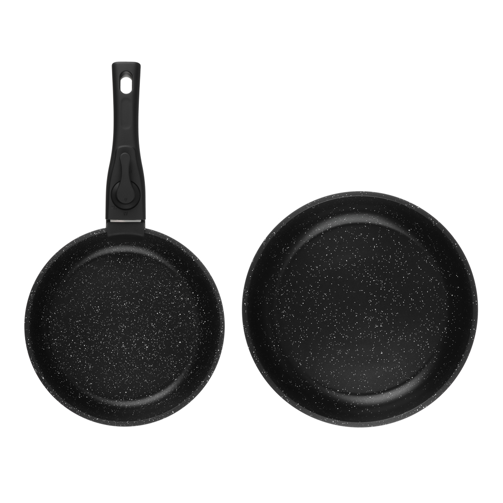 SATOSHI Анси Набор посуды 3пр, сковорода 20;24 см.+съем. ручка, антиприг. покрытие мрамор, индукция - #3