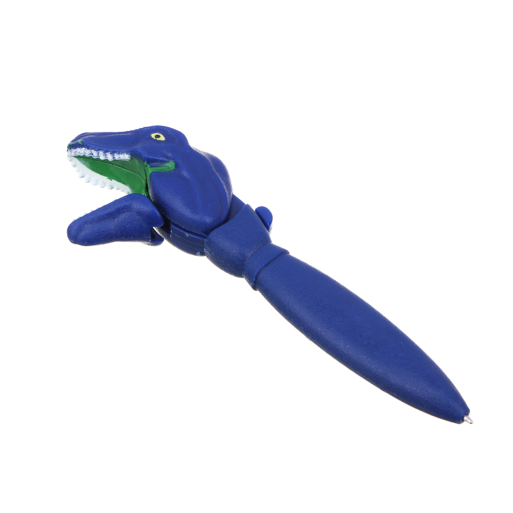Ручка шариковая синяя в форме динозавра, подвижные челюсти и голова, пластик, 16х5,5 см, 4 дизайна - #4
