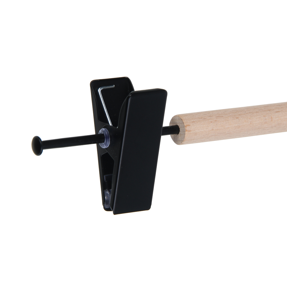 VETTA Вешалка для юбок и брюк с клипсами, 33х10х2.8 см, металл, дерево, черный глянец - #4