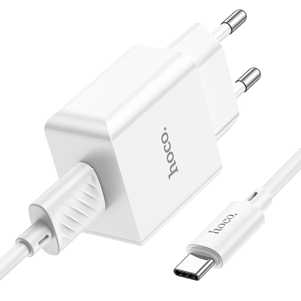 hoco. Комплект зарядное устройство с кабелем модель C106A, USB-A 10.5W, каб Type-C 1м, цвет: белый - #4