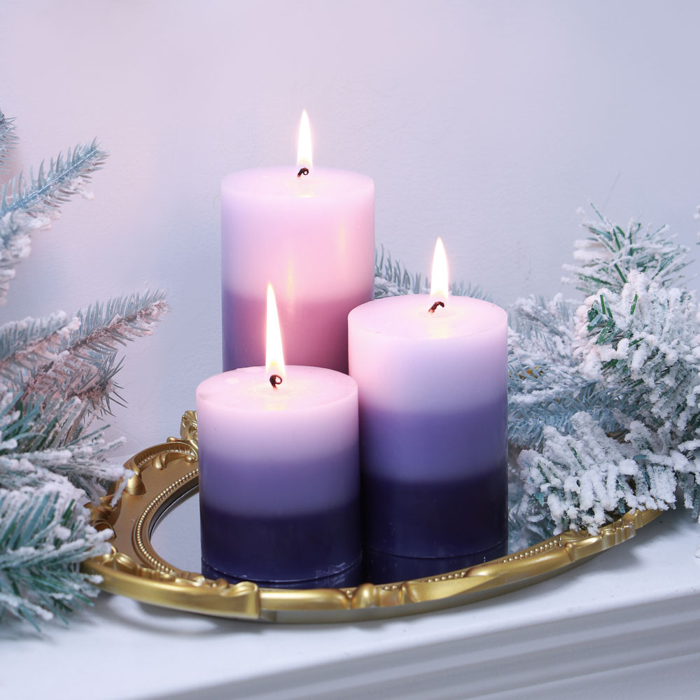 LADECOR Свеча ароматическая, парафин, градиент, 7x10 см, аромат лаванда - #6