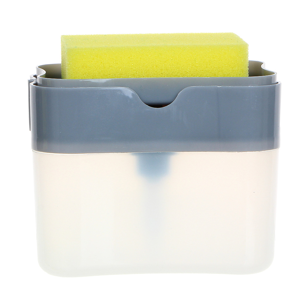 VETTA Дозатор для моющего средства с губкой, пластик, 14x9x11 см, серый - #5