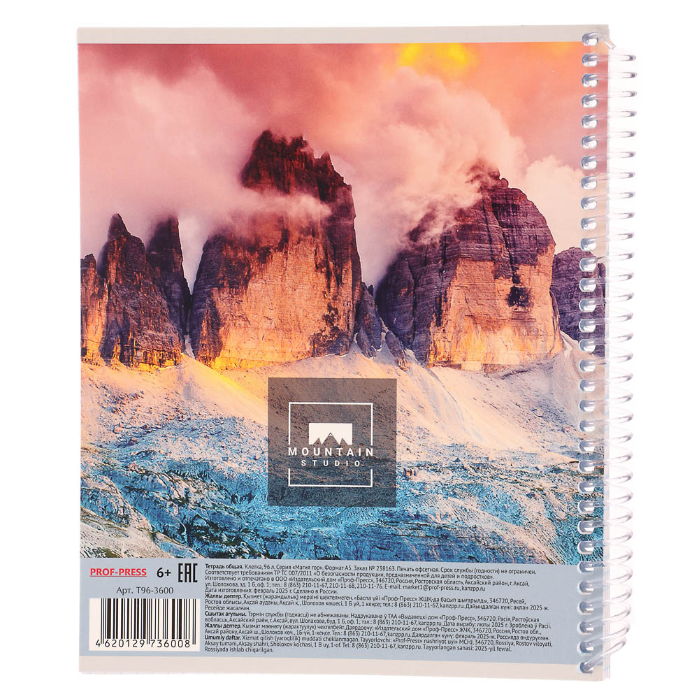 Тетрадь общая, 96 листов, в клетку, БЕЛЫЕ ЛИСТЫ, обл.мел. картон, спираль, микс - #24