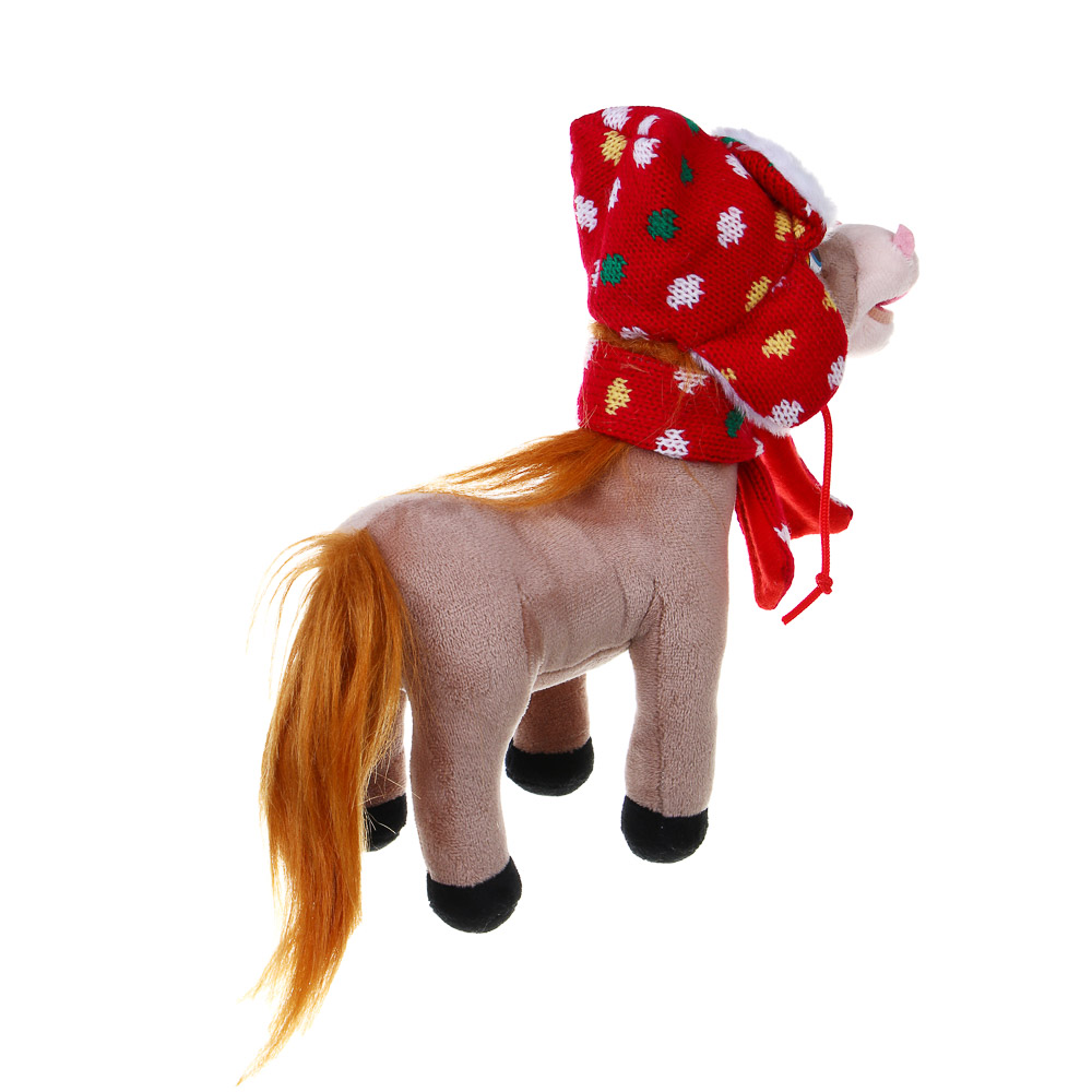 СНОУ БУМ Мягкий сувенир Лошадка в шапке 22 см, полиэстер - #4