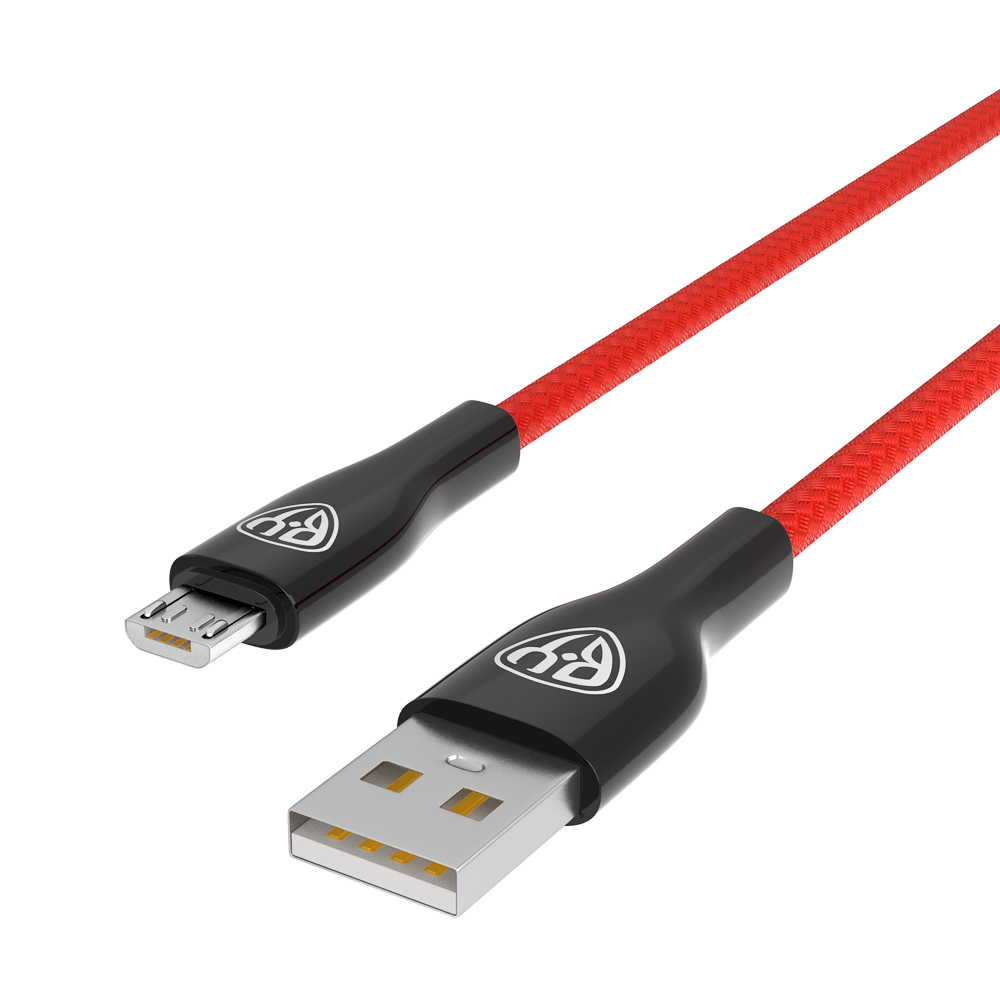 BY Кабель для зарядки Smart Micro USB, 1м, 3A, Быстрая зарядка QC 3.0, тканевая оплетка, красный - #4